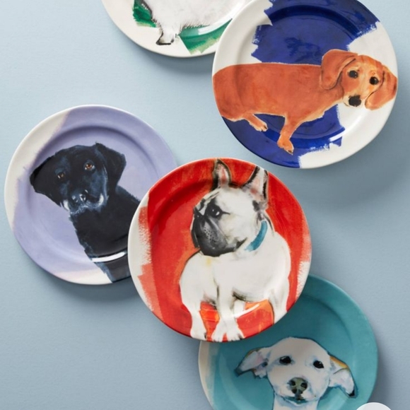 Anthropologie Sally Muir black labrador salad/dessert plate - Picture 3 of 4